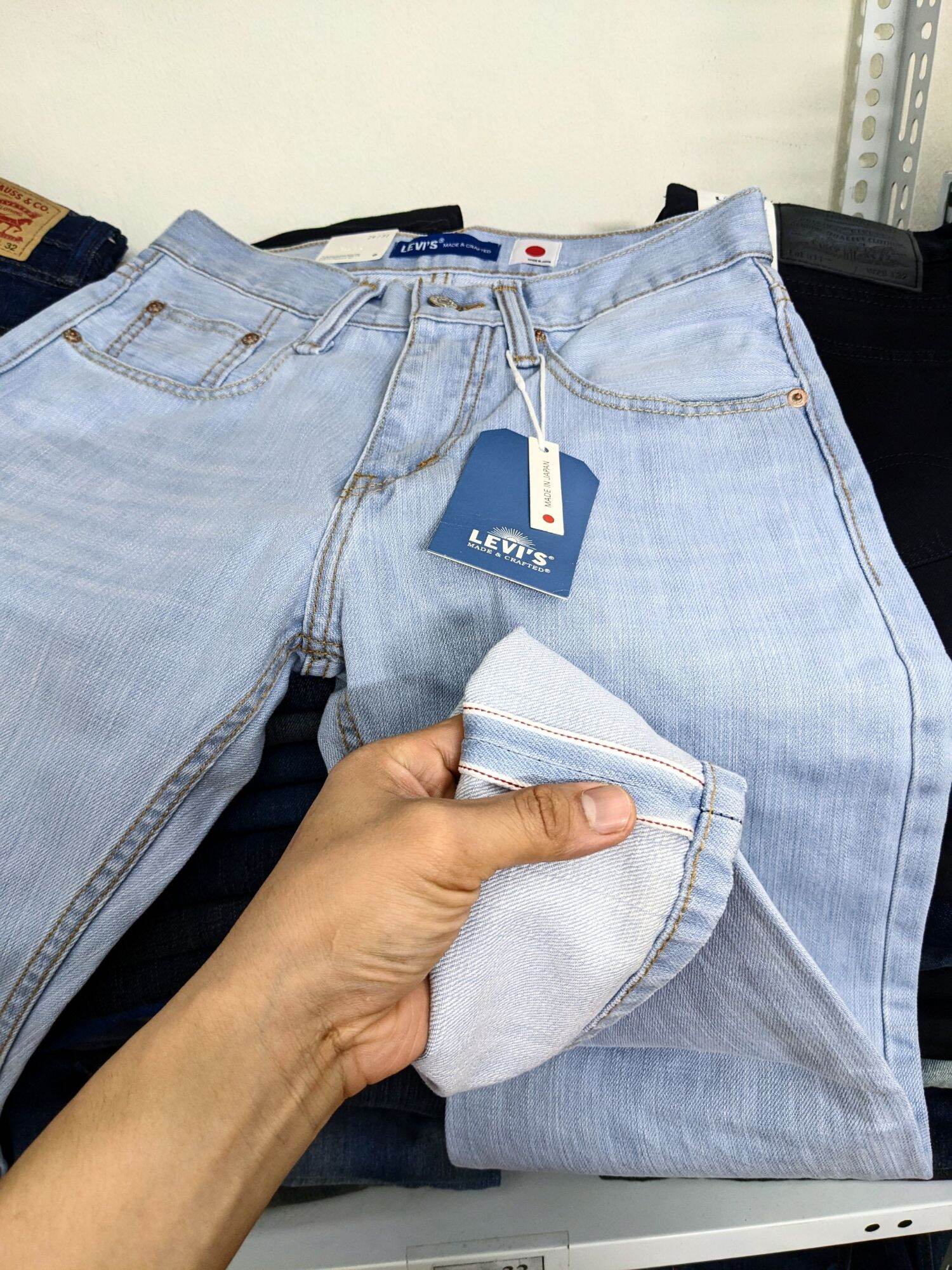 quần jeans levis lai biên denim màu xanh bạc 