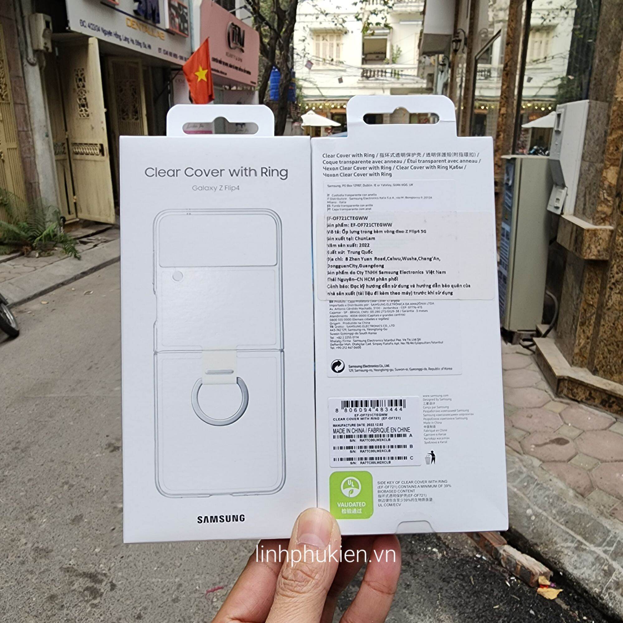 Ốp lưng Samsung Galaxy Z Flip 3 Flip 4 Clear Cover With Ring Transparency Trong Suốt - Hàng chính hãng