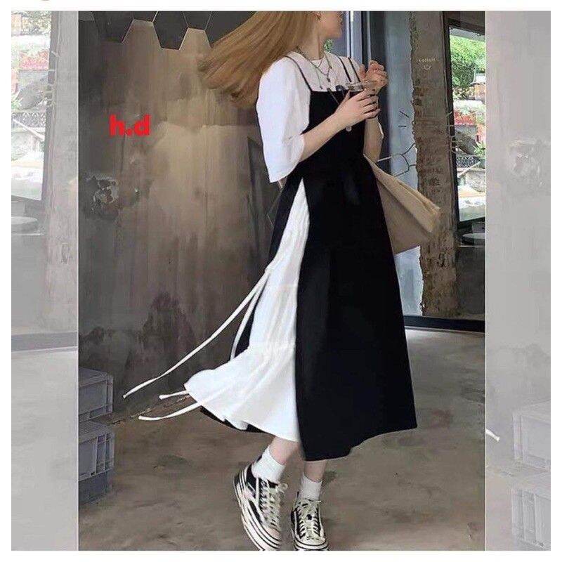 SÉT YẾM BUỘC DÂY EO PHỐI VÁY TRẮNG