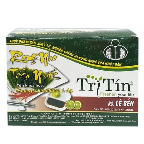 Rong nho tách nước trí tín premium - hộp 200g 10 gói - trứng cá hồi xanh