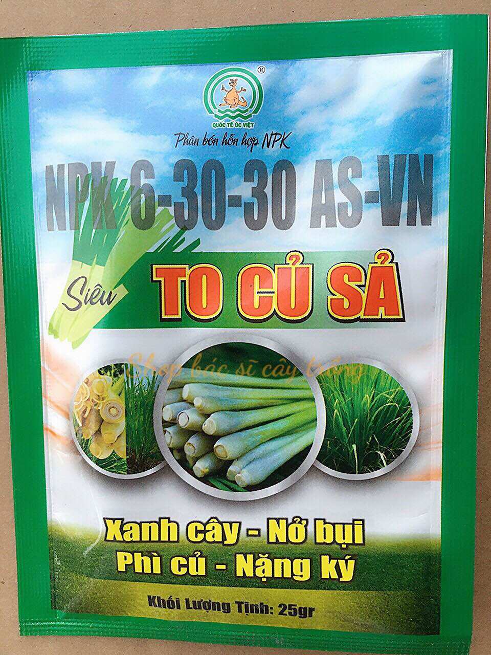 25gr phân bón siêu to củ sả xanh cây, nở bụi mập thân, phì củ, nặng ký, nhanh thu hoạch