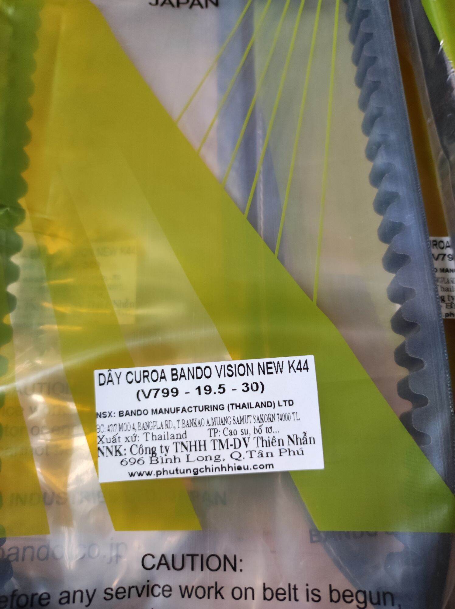 Dây curoa hàng chính hãng bando cho xe vision new mã k44