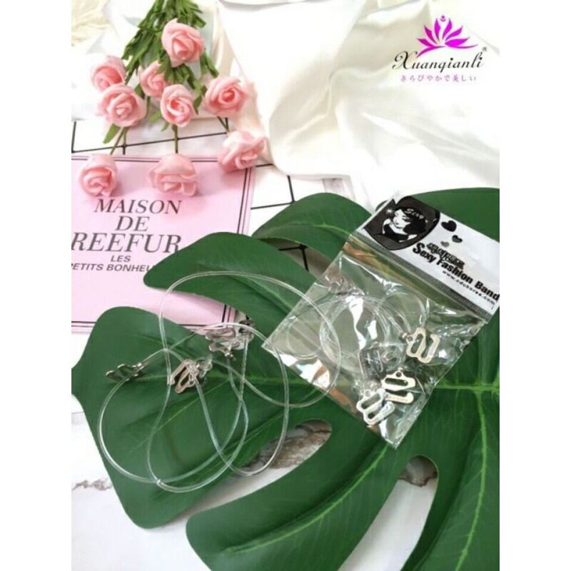 Dây áo trong suốt sợi bún nhỏ.