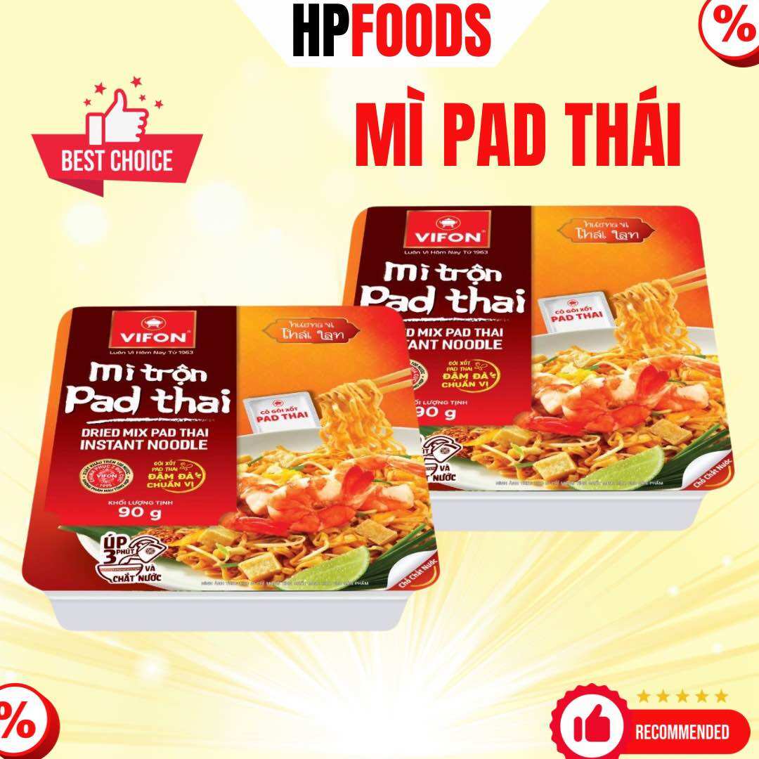 Mì trộn Pad Thái ViFon hộp 90g-Mì xào trộn vị Pad Thái chua cay ăn liền siêu ngon