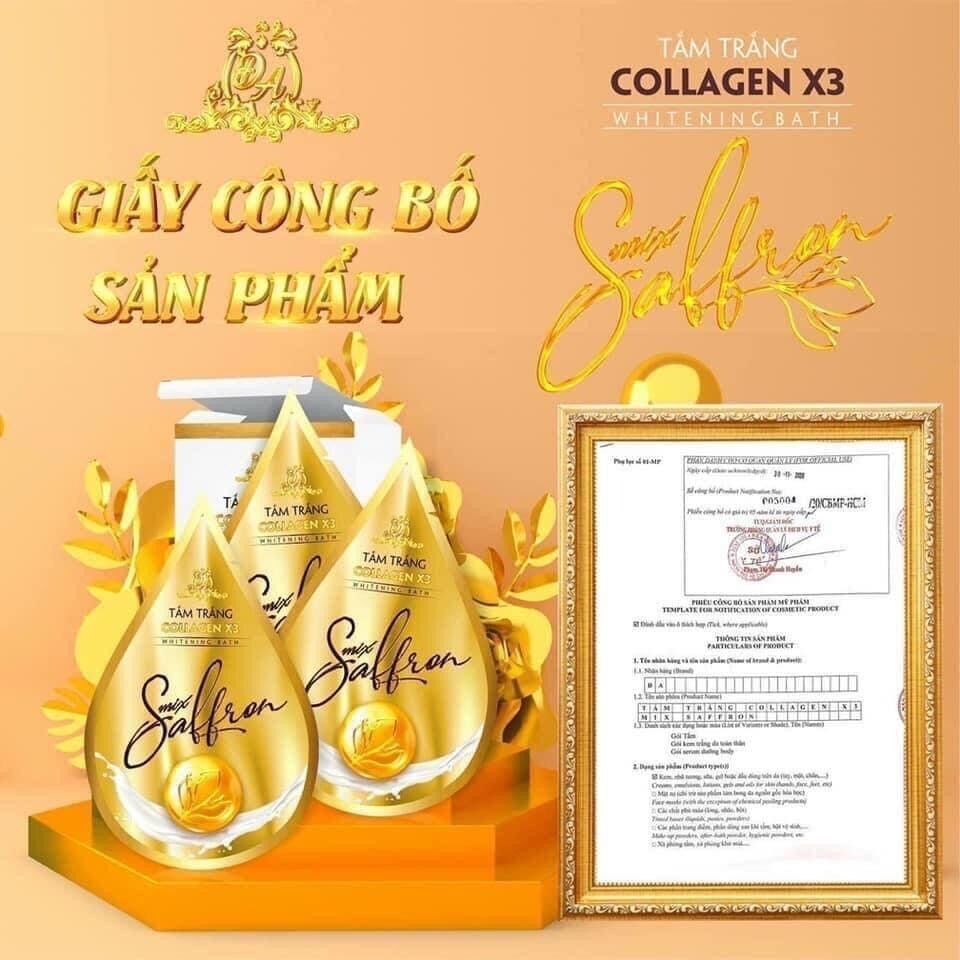 [HCM]TẮM TRẮNG COLLAGEN X3 MIX SAFFRON (hộp 3 gói)