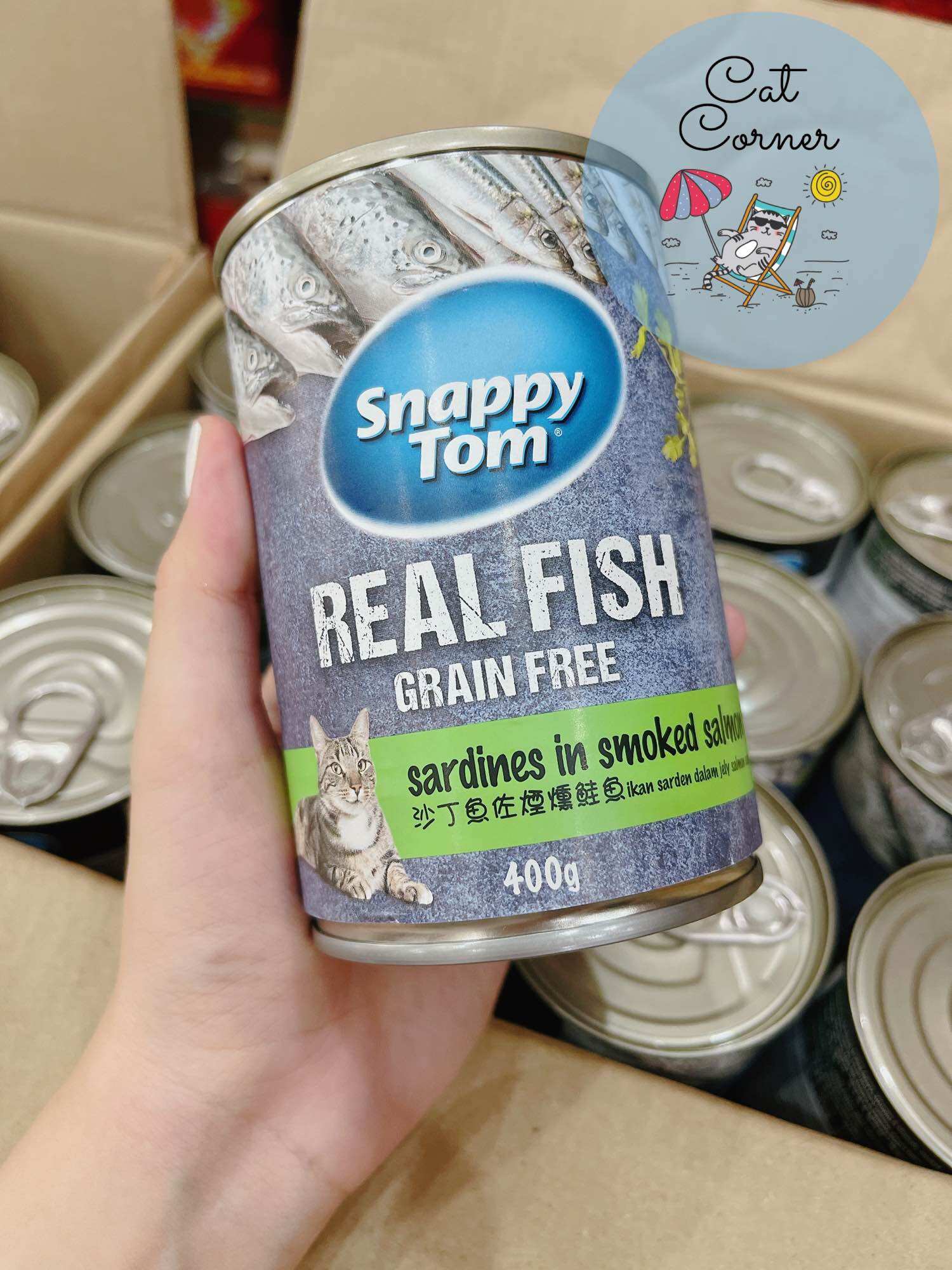 Pate Snappy Tom Real Fish Từ Cá Trích Thật Cho Mèo Lon 400g