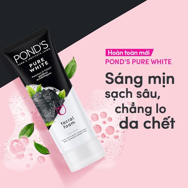 Sữa Rửa Mặt Làm Sạch Sâu Pond's Pure White than hoạt tính