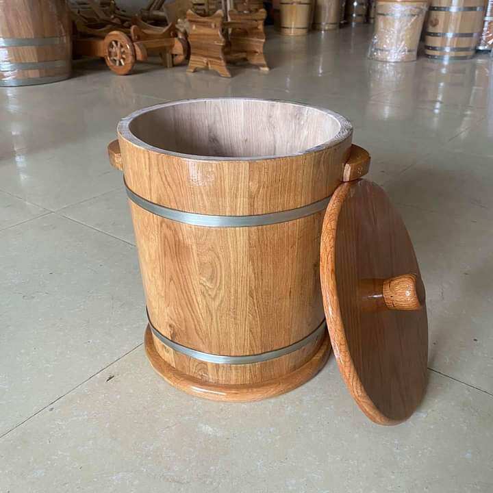 thùng đựng gạo bằng gỗ sồi loại 10kg