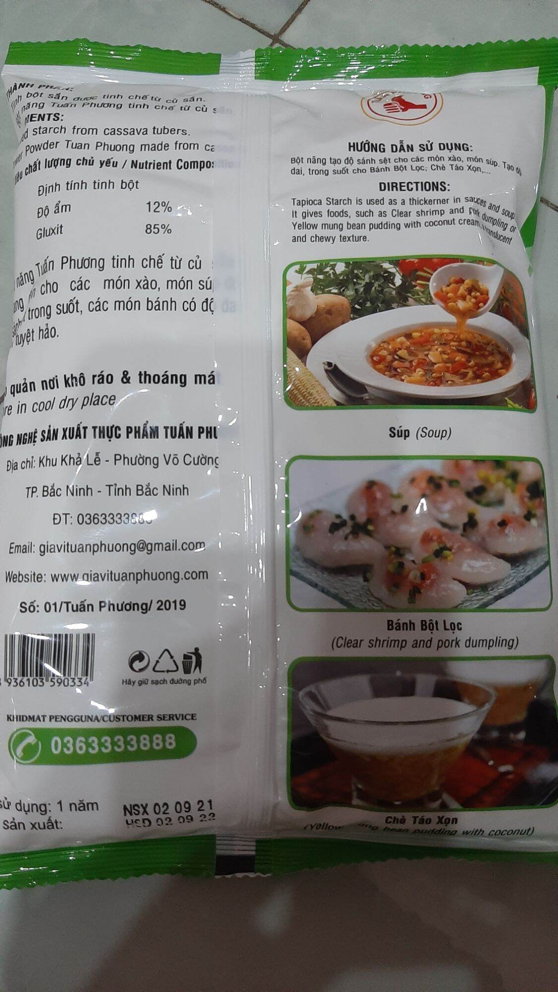 BỘT NĂNG TUẤN PHƯƠNG GÓI 400G (Trắng trong keo)