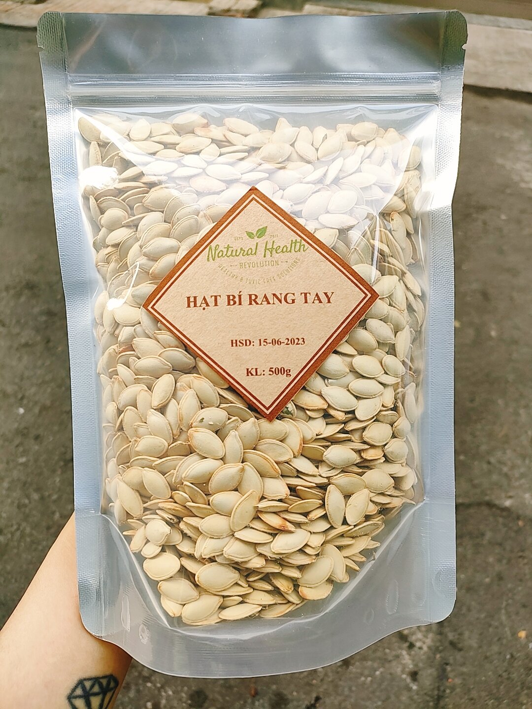 Hạt Bí Rang Tay Túi 500gr
