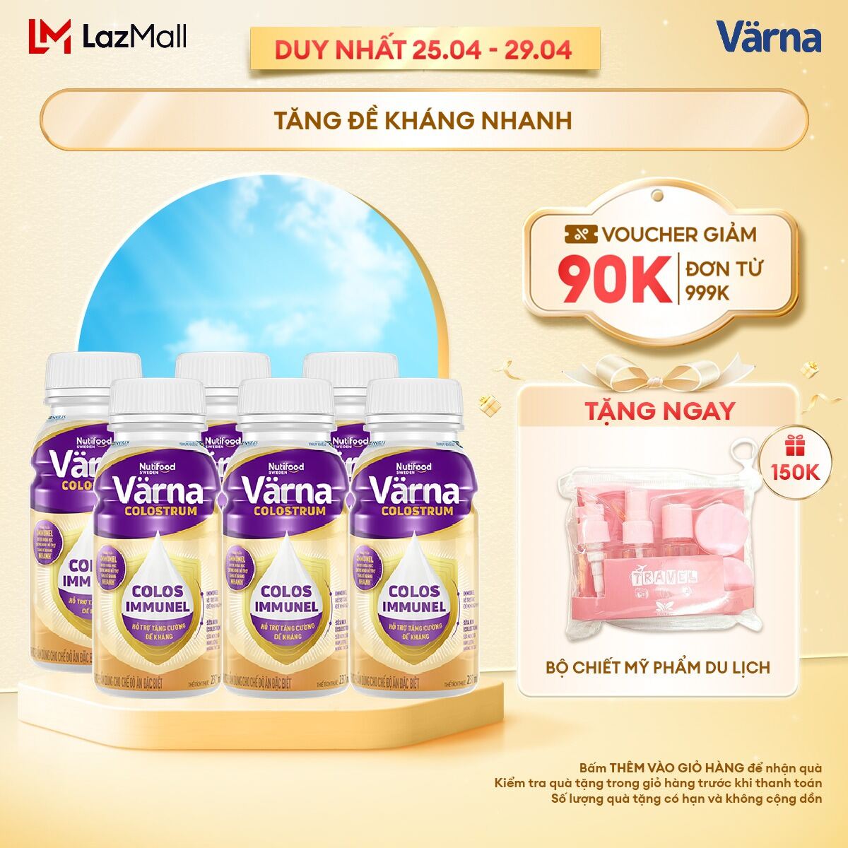 Lốc 6 chai sữa non Colostrum Varna pha sẵn (6 chai x 237ml) - Sữa Cho Người Già Tăng Cường Đề Kháng