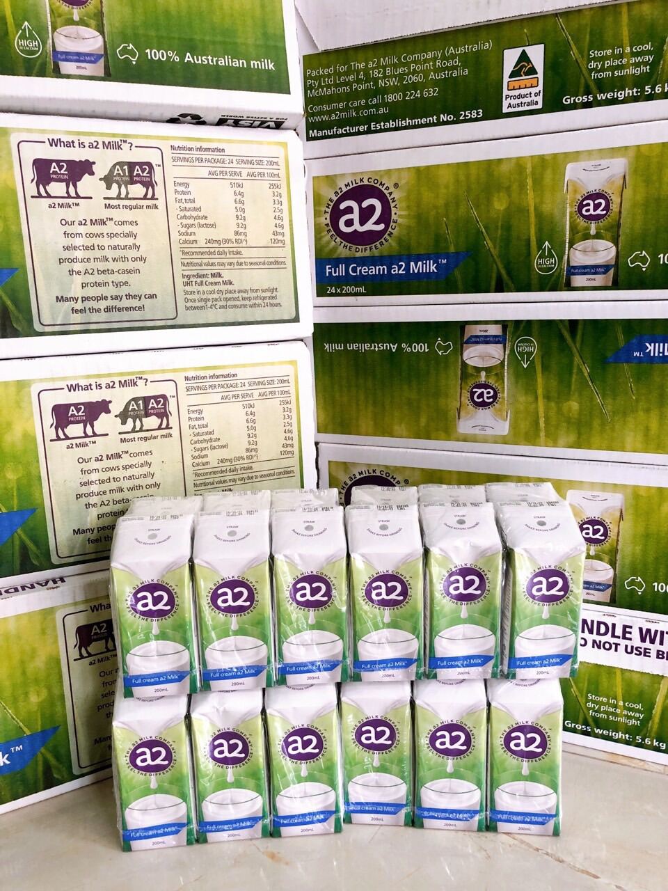 Sữa nước A2 200ml thùng 24 hộp date mới
