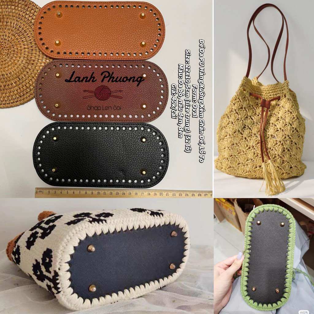 Đế túi da pu 22x10.5cm size trung