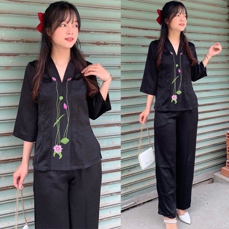 Đồ Lam Đi Chùa ✅ Bài Lai Thêu Sen