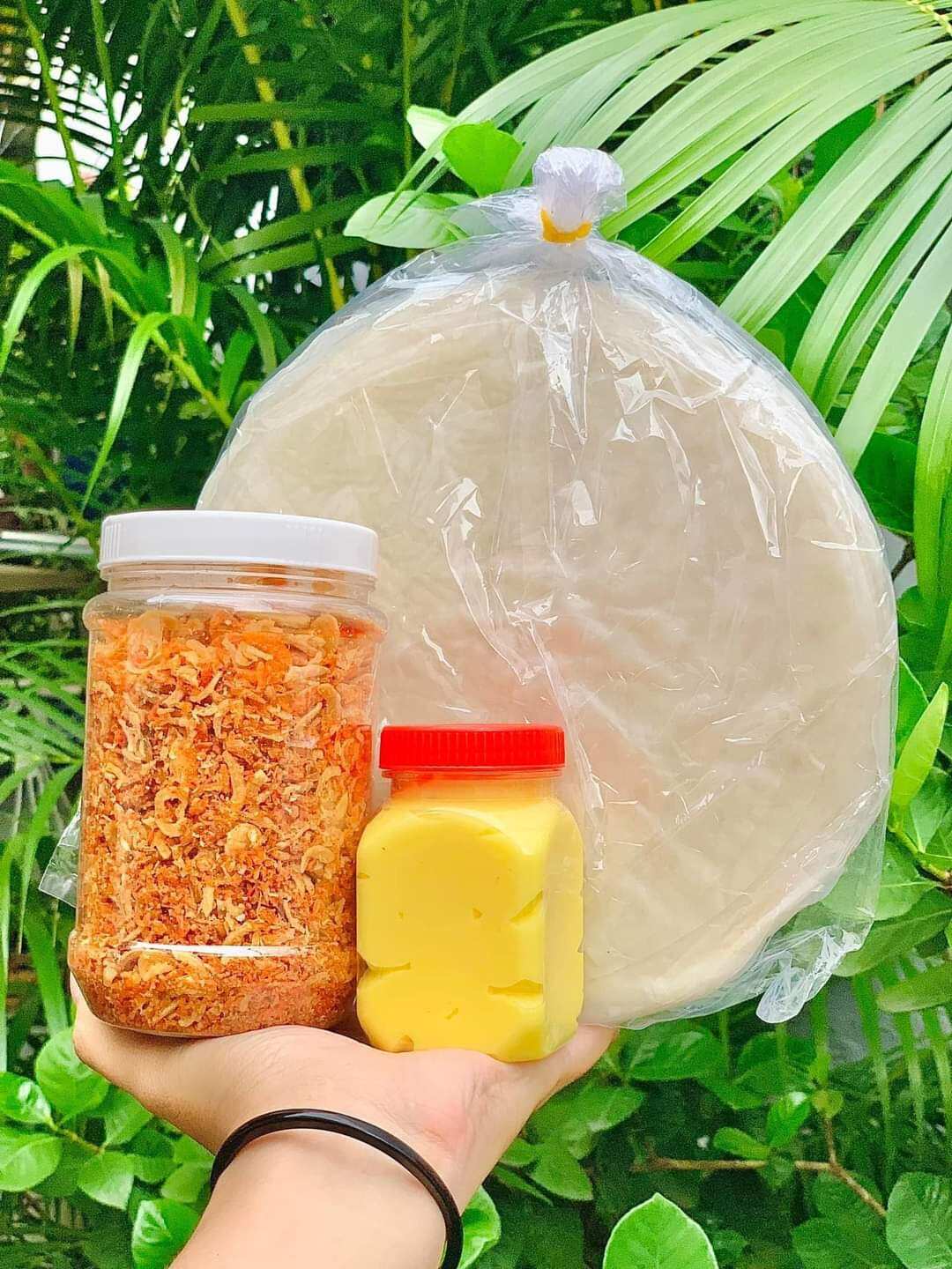 COMBO 500GR BÁNH TRÁNG TRÒN PHƠI SƯƠNG +HỦ BƠ+ HỦ MUỐI TÔM HÀNH PHI