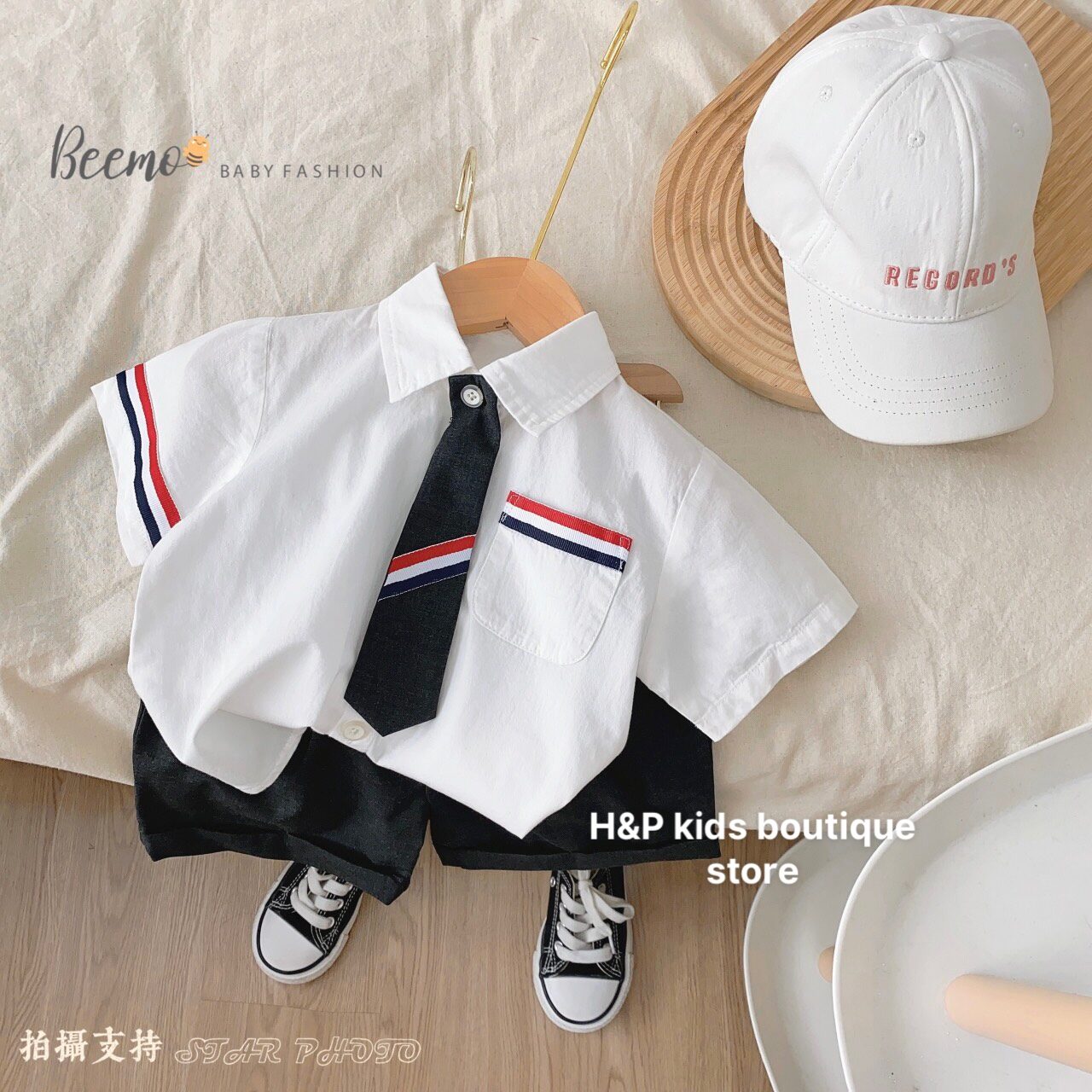 Set bộ sơ mi kèm calavat cho bé trai cực đáng yêu