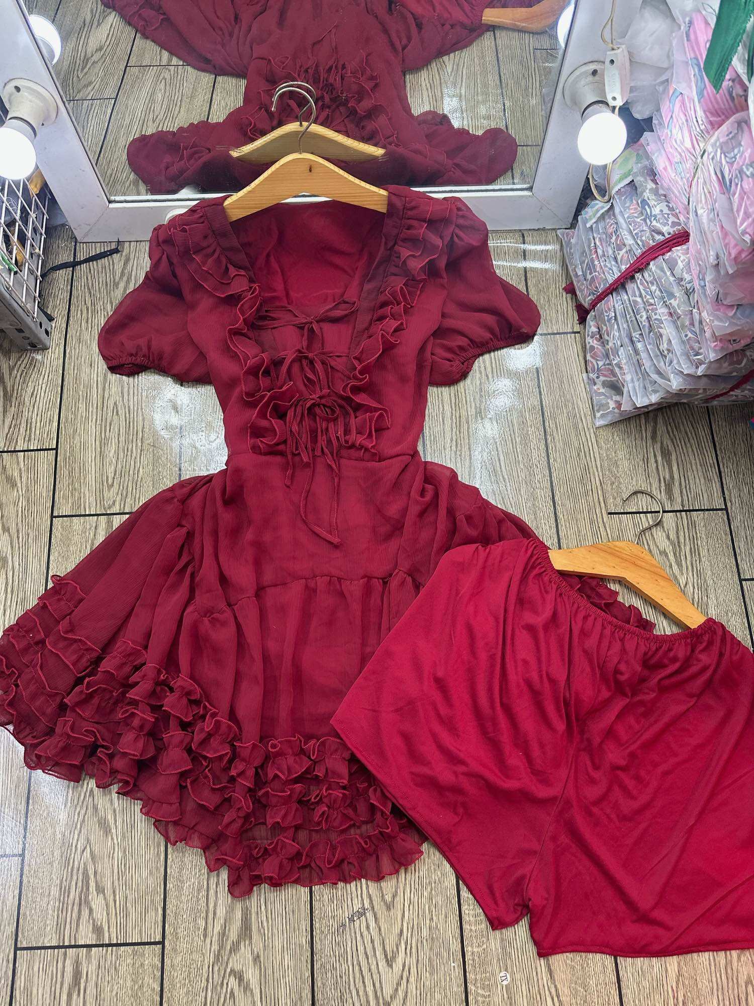 [Bigsize 60-85kg] Đầm voan đính 3 bèo