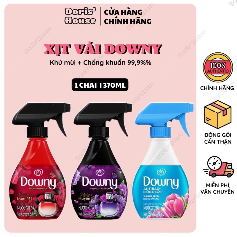 Xịt Vải DOWNY Khử Mùi Và Chống Khuẩn 99.9% Chai 370 ML Hương Nắng Mai/ Huyền Bí/ Đam mê