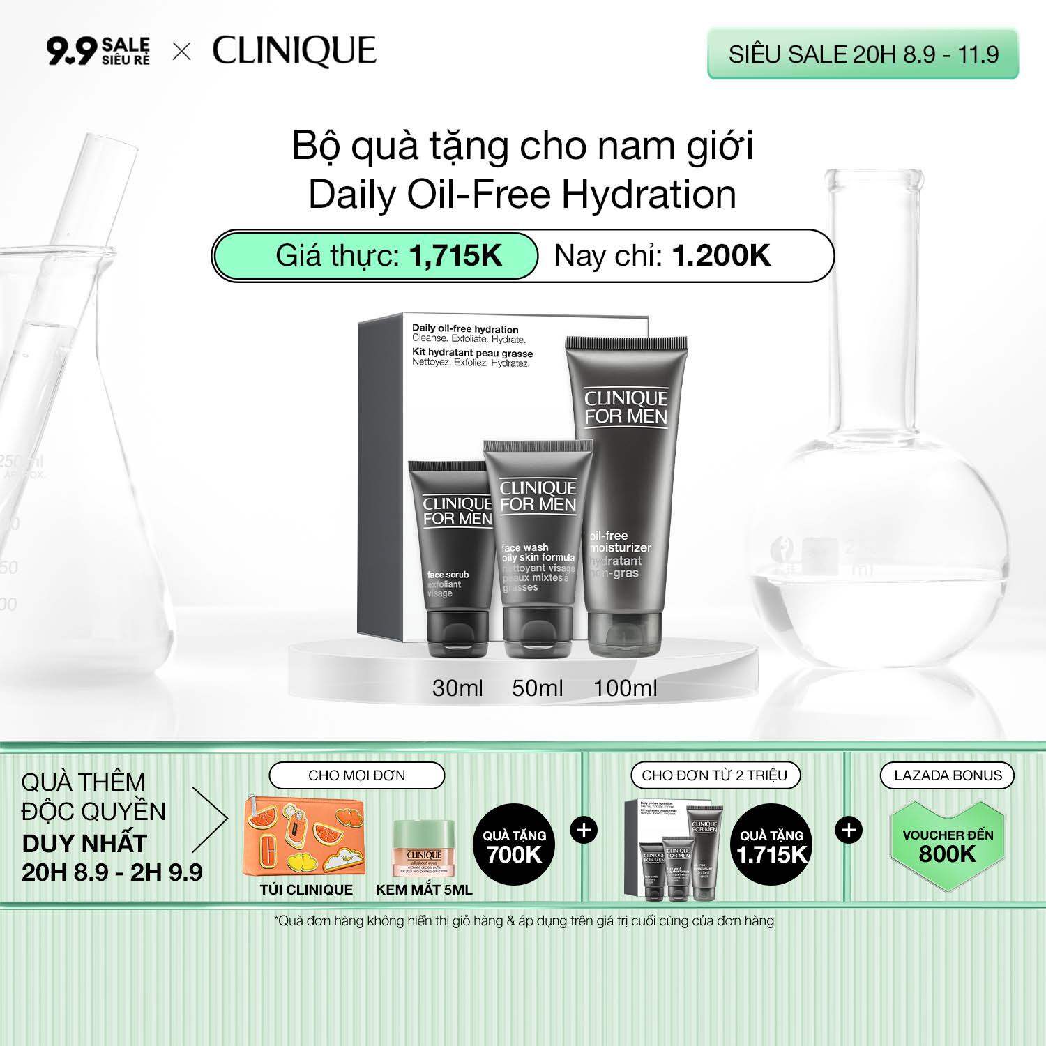 [ĐỘC QUYỀN 20H 8.9 -13.9] [PHIÊN BẢN GIỚI HẠN] Clinique 3-pcs Skincare Set with Clinique For Men Oil