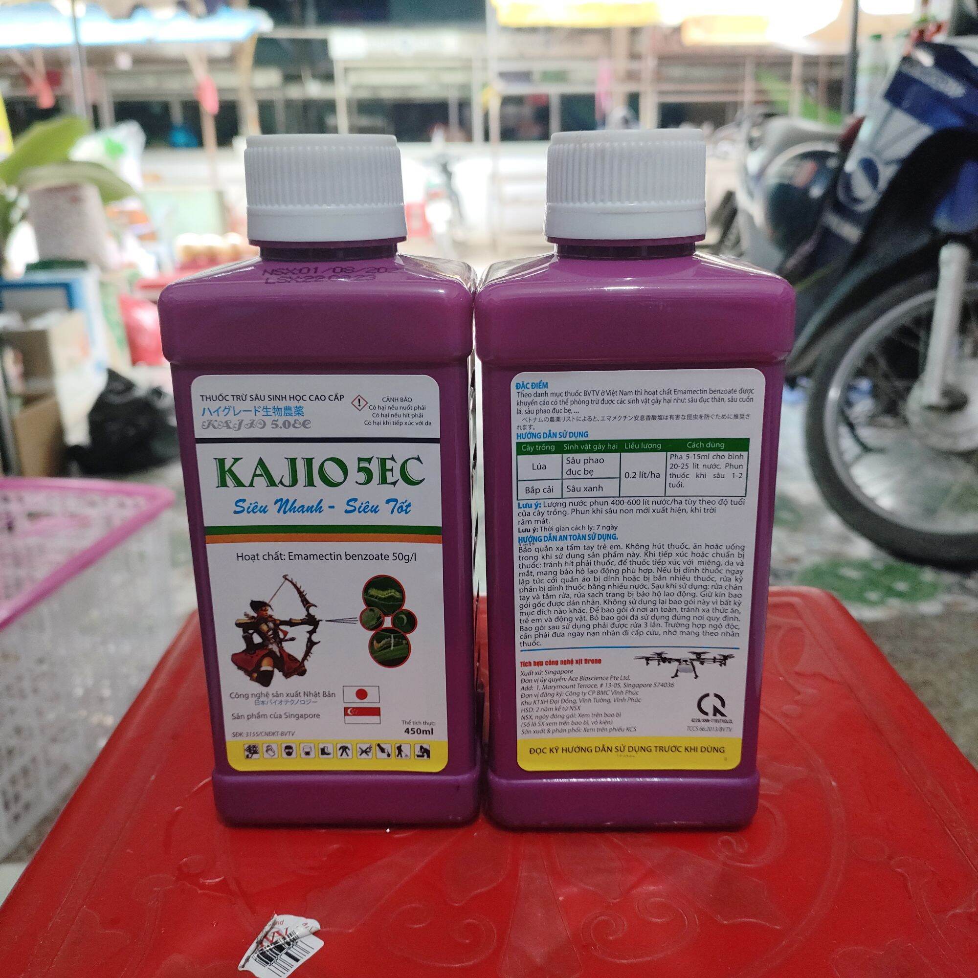 thuốc trừ sâu kajio 5EC 450ml hoạt chất: emamectin benzoate 50g/l chuyên diệt côn trùng gây hại cho 