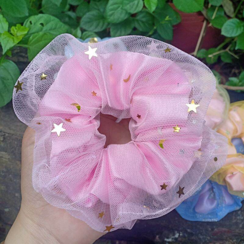 cột tóc vải crunchies cầu vòng 2 lớp