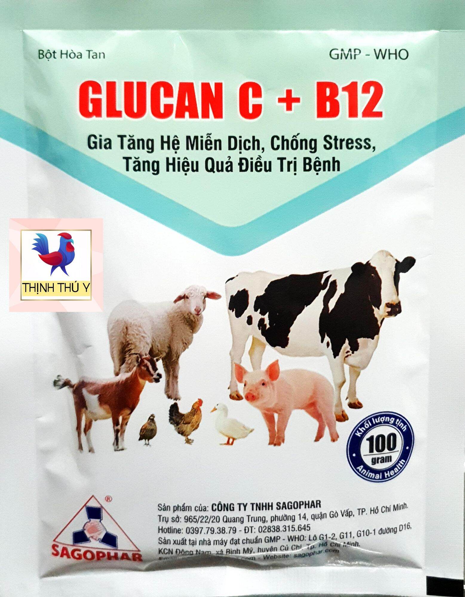 GLUCAN C + B12 (100gr) - Cung cấp Beta Glucan, Vitamin C và B12. Gia tăng hệ miễn dịch, chống stress