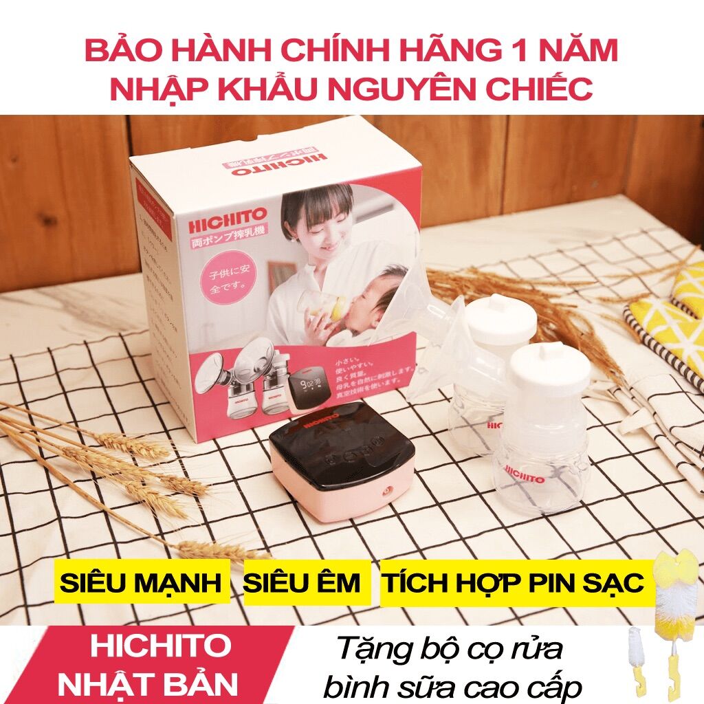 Máy hút sữa điện đôi HICHITO NHẬT BẢN (có pin sạc có chế độ massage,9 mức hút sâu hút êm kiệt sữa)