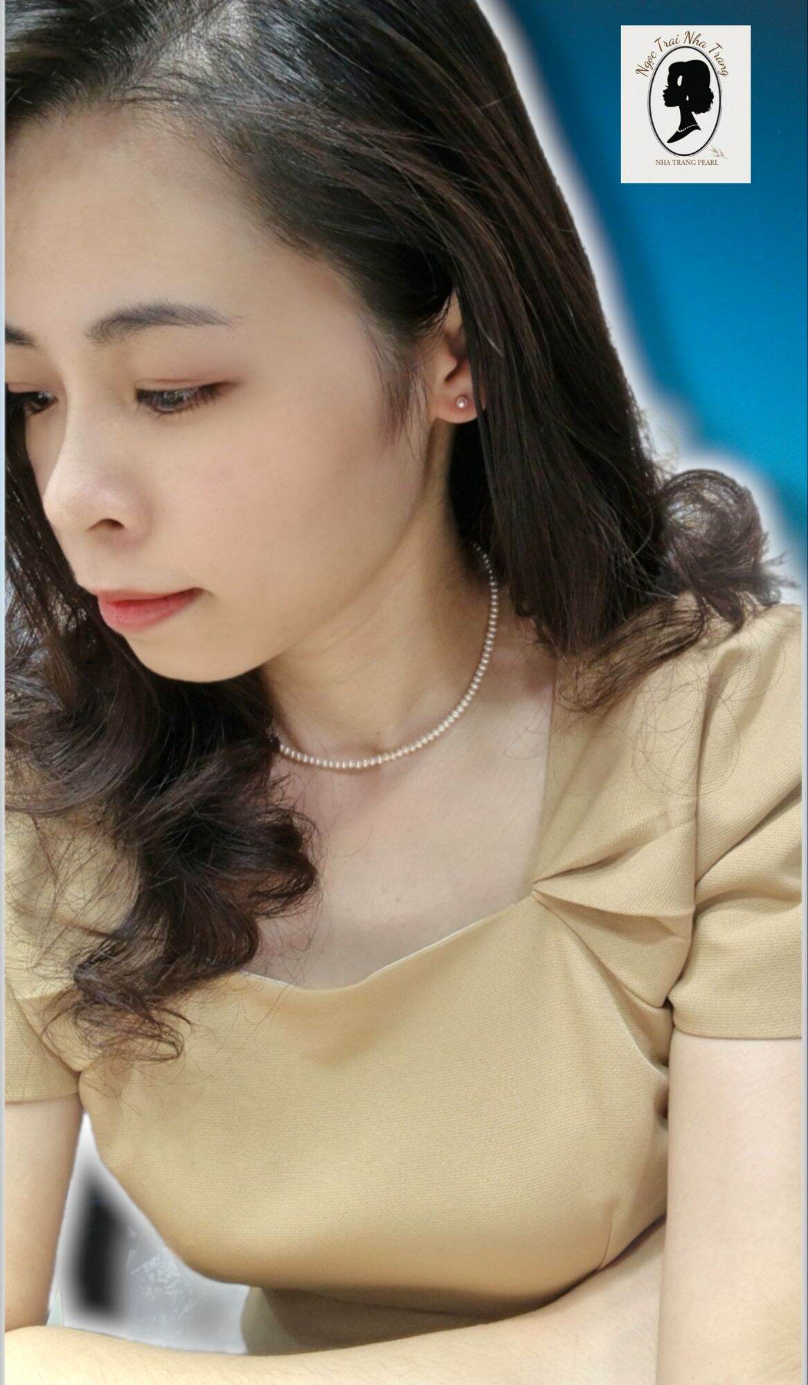 Chuỗi Ngọc Trai thật size 3 - 3.5ly  37cm, khóa bạc ý
