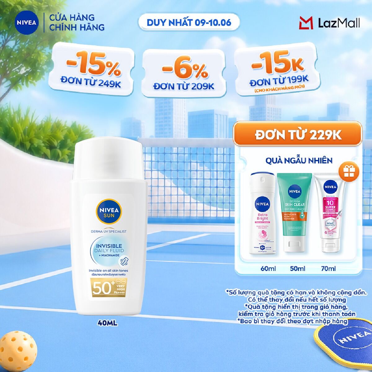 Sữa Chống Nắng NIVEA SUN Derma Invisible Daily Fluid SPF50+ Tàng Hình Trên Da 40ml - 95150