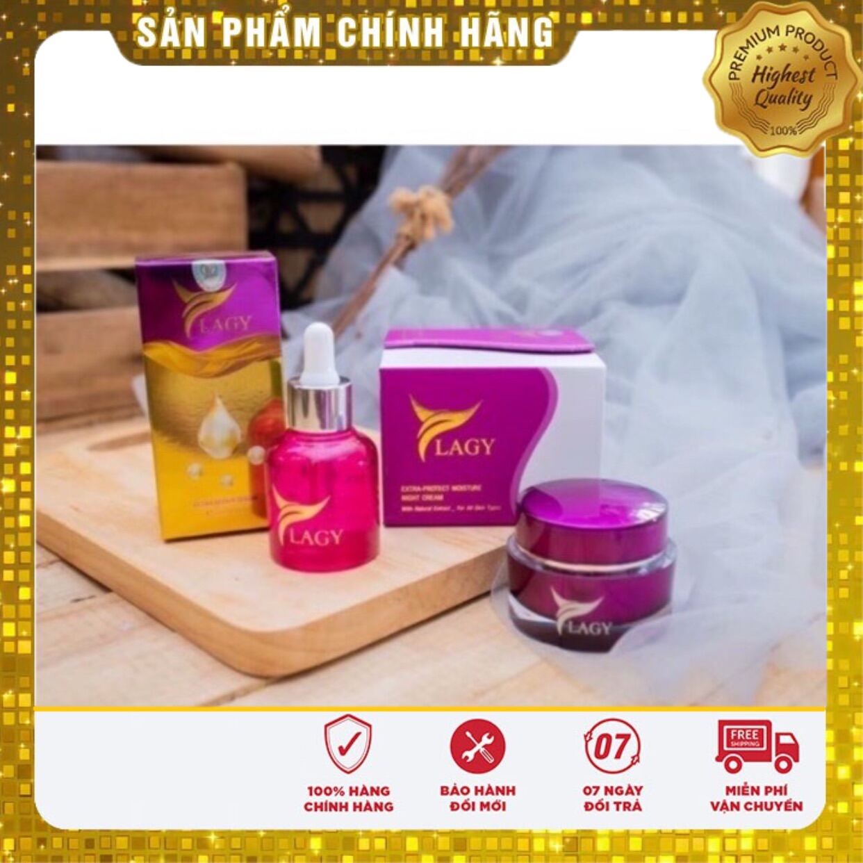 Combo Ylagy 2 Món Gồm Kem Face Và Serum Đẩy Lùi Nám Sạm Tàn Nhang Mụn Giúp Da Săn Chắc Mịn Màng