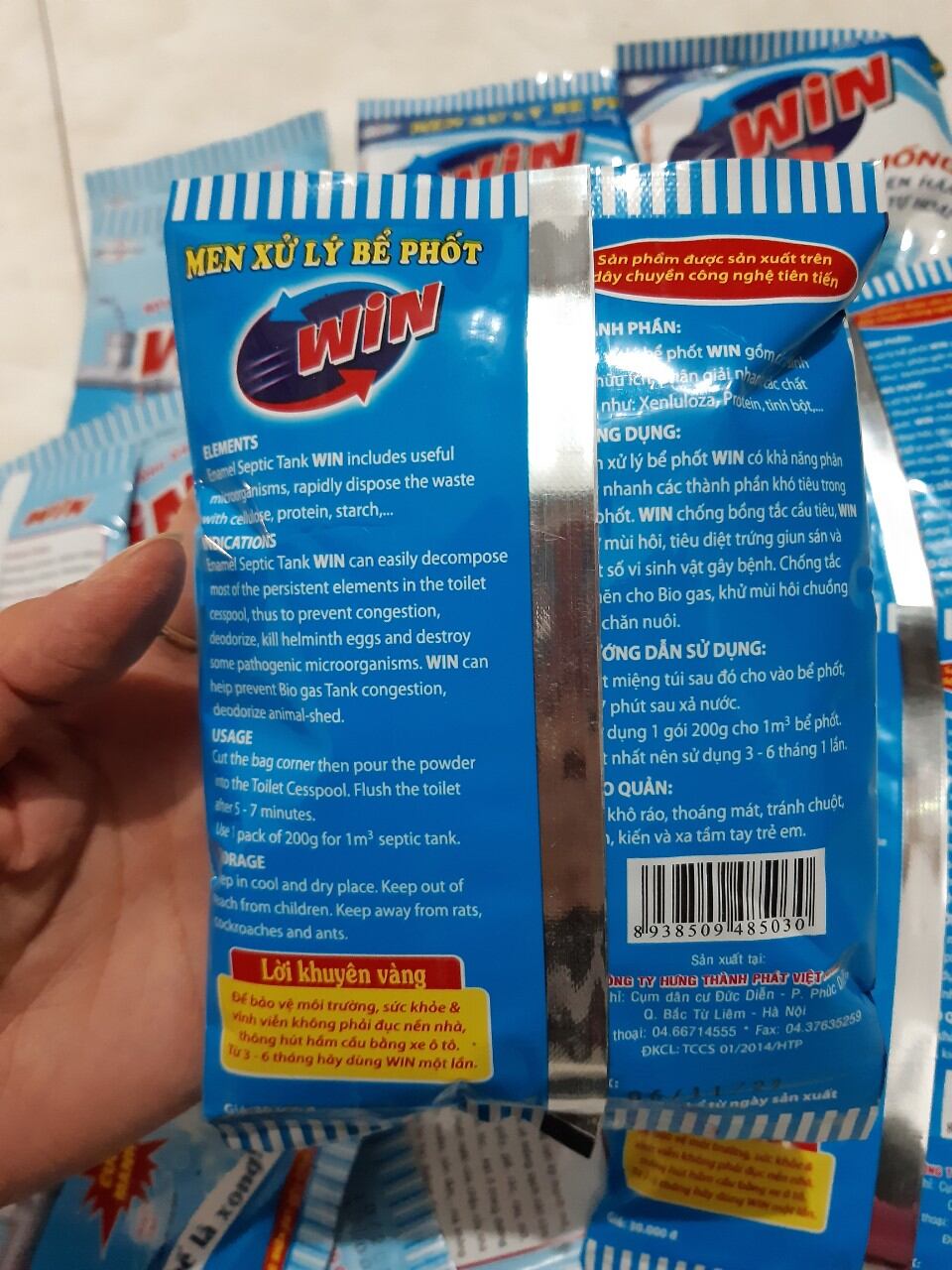 (Combo 5 gói )men sử lý bể phốt và bột thông tắc đường ống WIN