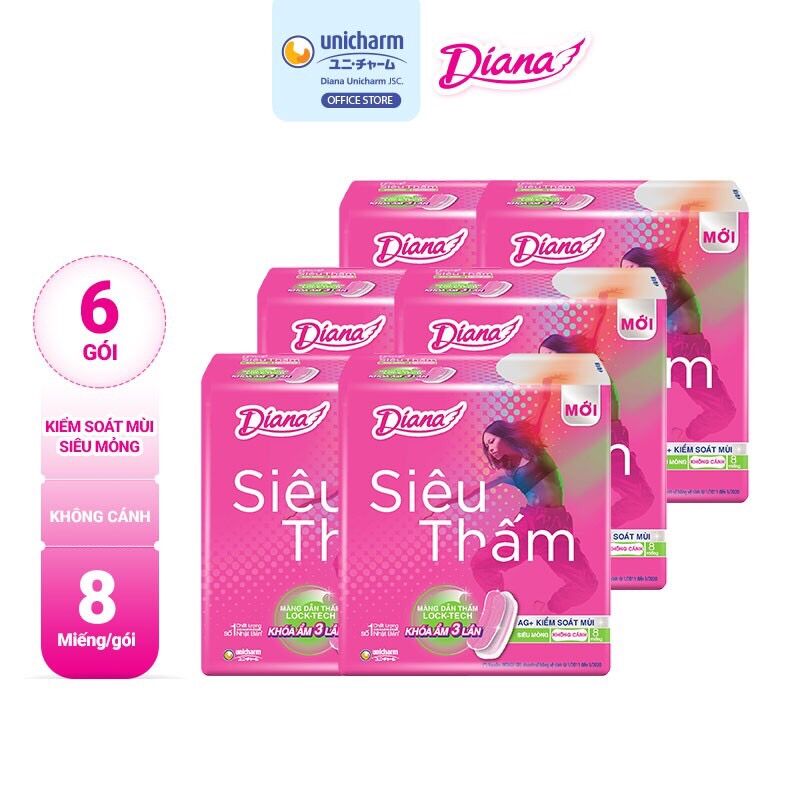 Combo 6 gói bvs diana mỏng không cánh Date 2025