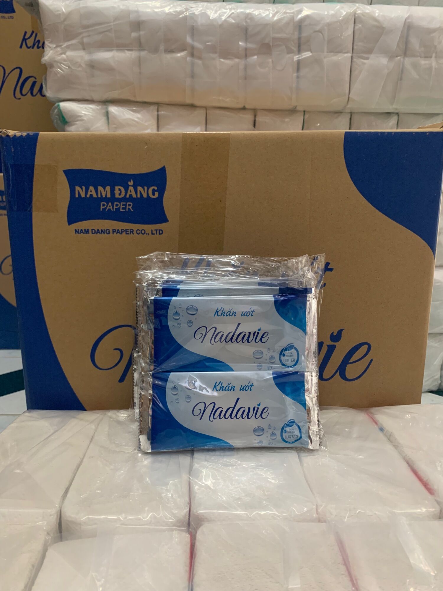 Combo 100 cái khăn lạnh xanh biển dày nadavie