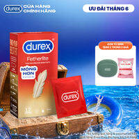 Bao cao su Durex Fetherlite siêu mỏng, size 52.5mm, 12 bao/hộp