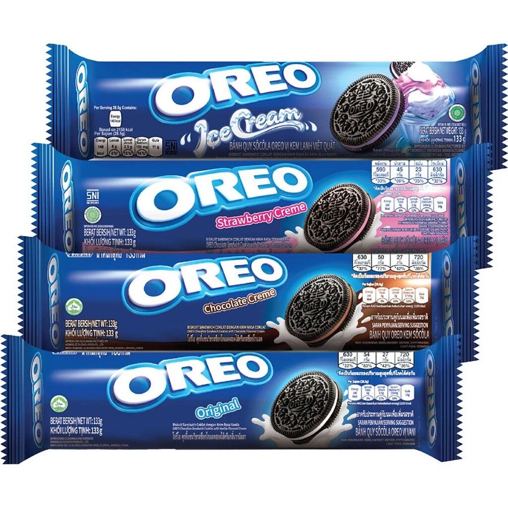 Oreo thanh 120gr bánh quy kem lạnh đủ vị vani socola dâu việt quất