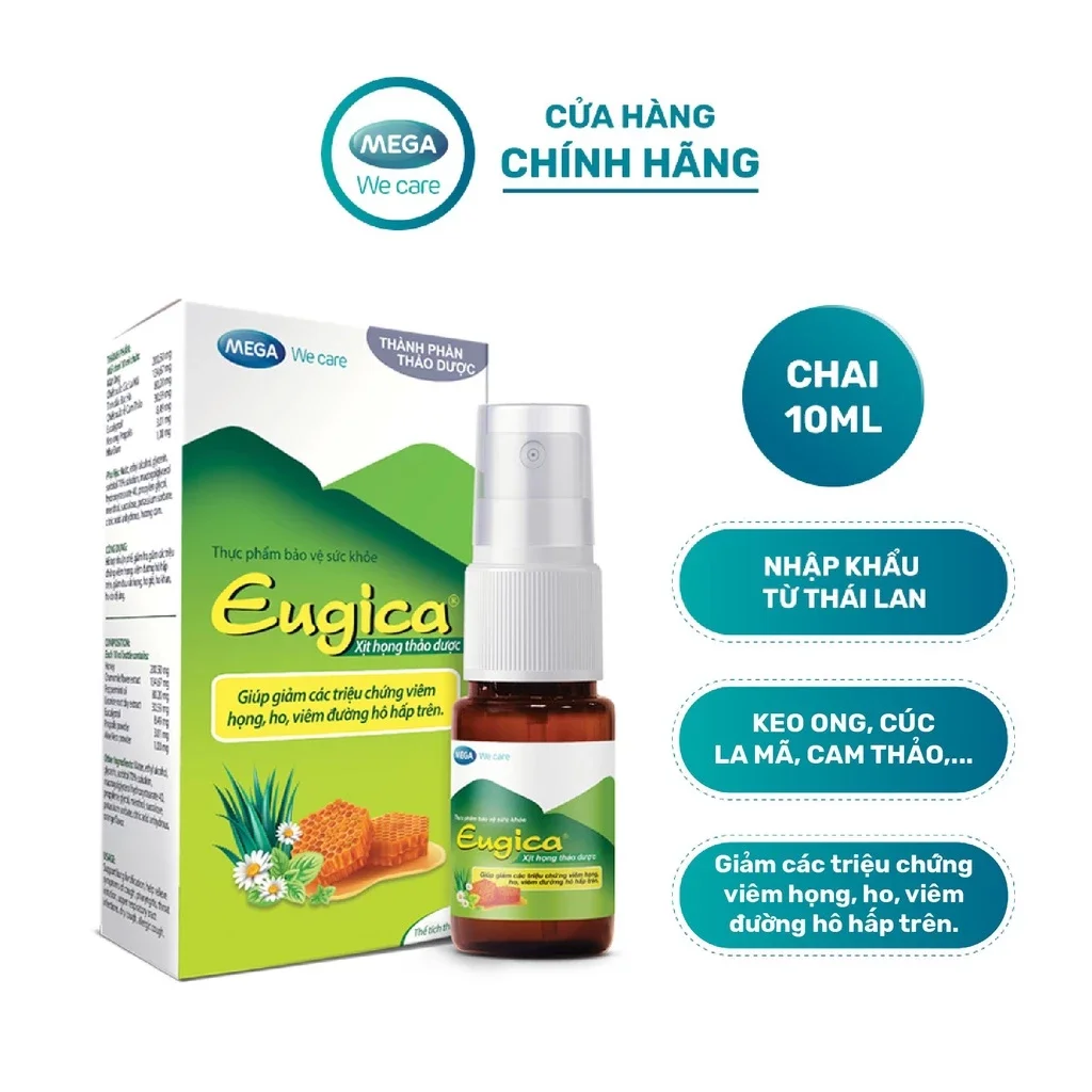 XỊT HỌNG EUGICA THẢO DƯỢC CHAI 10ML
