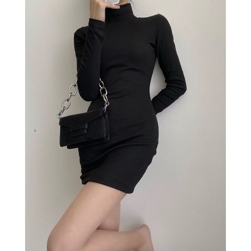 Đầm cổ lọ ôm đen xinh đẹp DL1