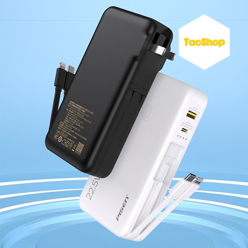 Pin sạc dự phòng Pisen 2 trong 1 TS-D313 dung lượng 20000mah hỗ trợ sạc nhanh PD 22.5W Chính Hãng