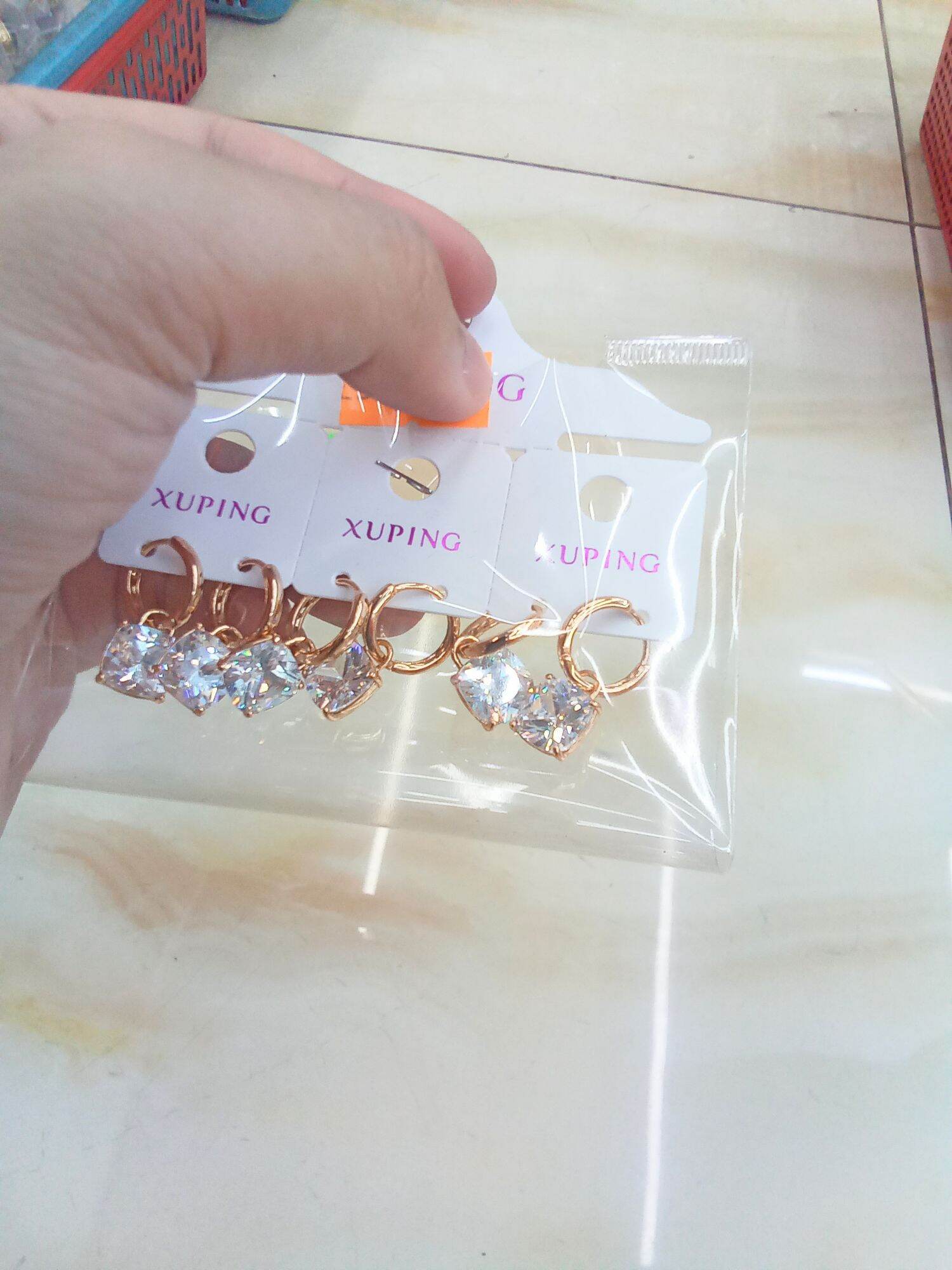 Bông Tai Khuyên Tai Xuping Mạ Vàng Khảm Đá Moissanite - Không Phai Màu - Lokalo (01 Đôi)