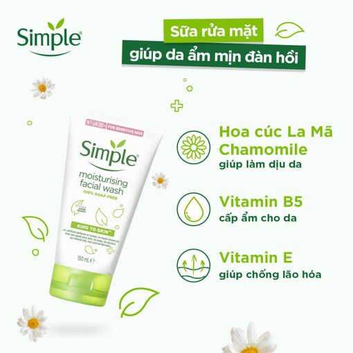 Sữa rửa mặt Simple Cấp ẩm cho da khô nhạy cảm 150ml