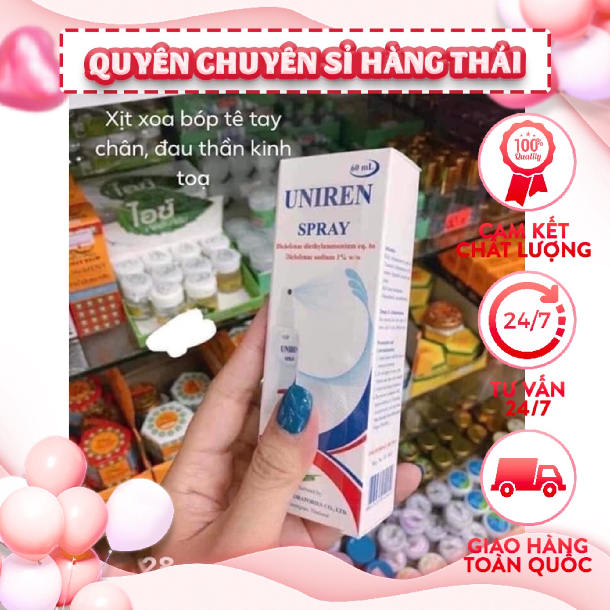Chai xịt xoa bóp uniren 60ml thái lan