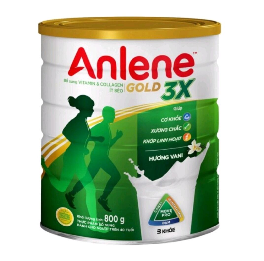 Sữa bột Anlene Gold 3X, Vani, dành cho mgươi trên 40 tuổi, hộp thiếc 800g