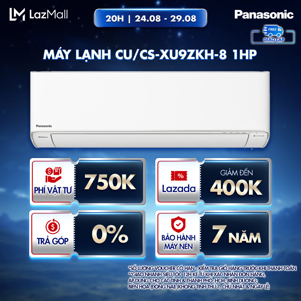 Máy lạnh/điều hòa panasonic cu/cs-xu9zkh-8 - công suất 1hp - một chiều - lọc sạch không khí nanoex - kết nối wifi - hàng chính hãng
