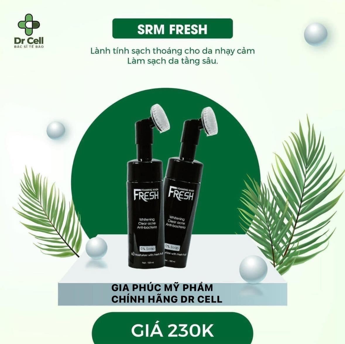 Sửa rửa mặt fresh dr cell làm sạch sâu dưới lỗ chân cho da thông thoáng mịn màng chai 150ml
