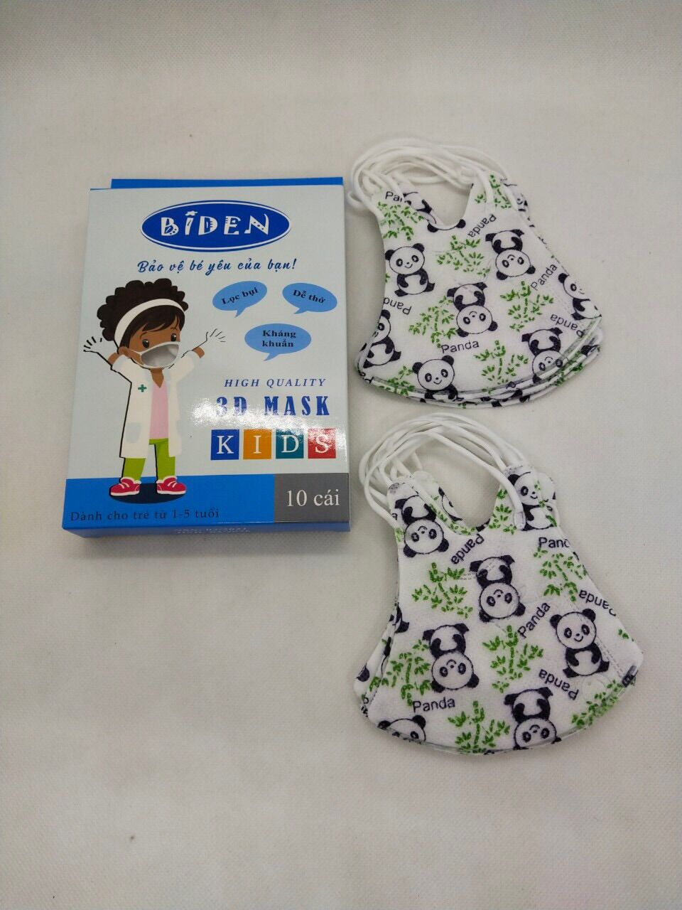 Hộp 10 cái khẩu trang cho bé hình gấu trúc Biden