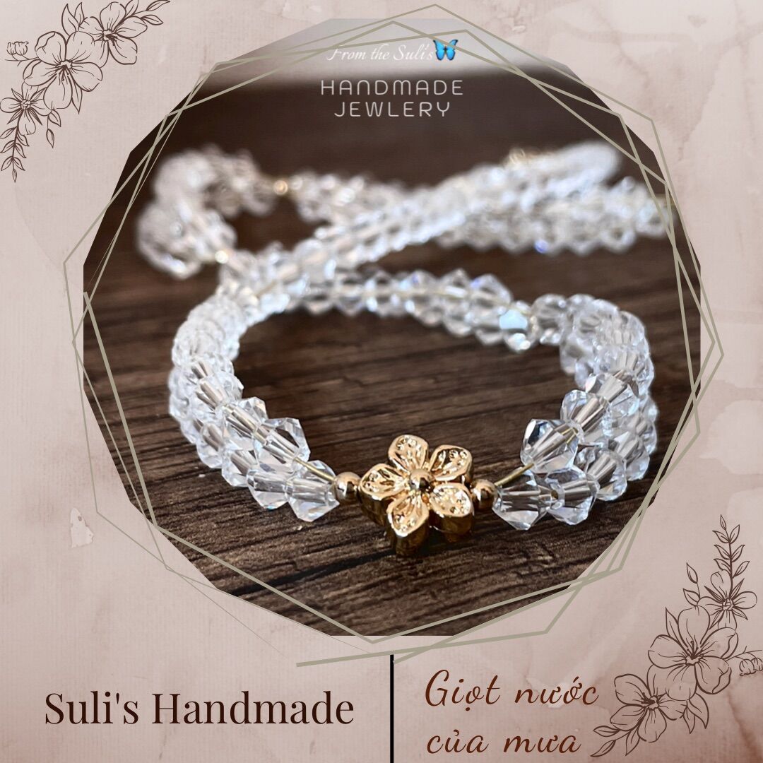 Set choker và khuyên tai nữ pha lê trong suốt dài, diy