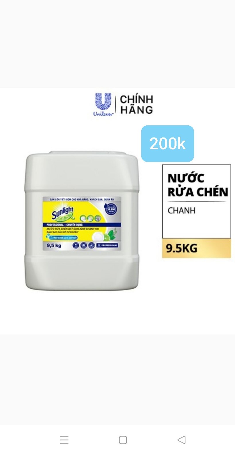 Nước rửa chén Sunlight 9.5kg