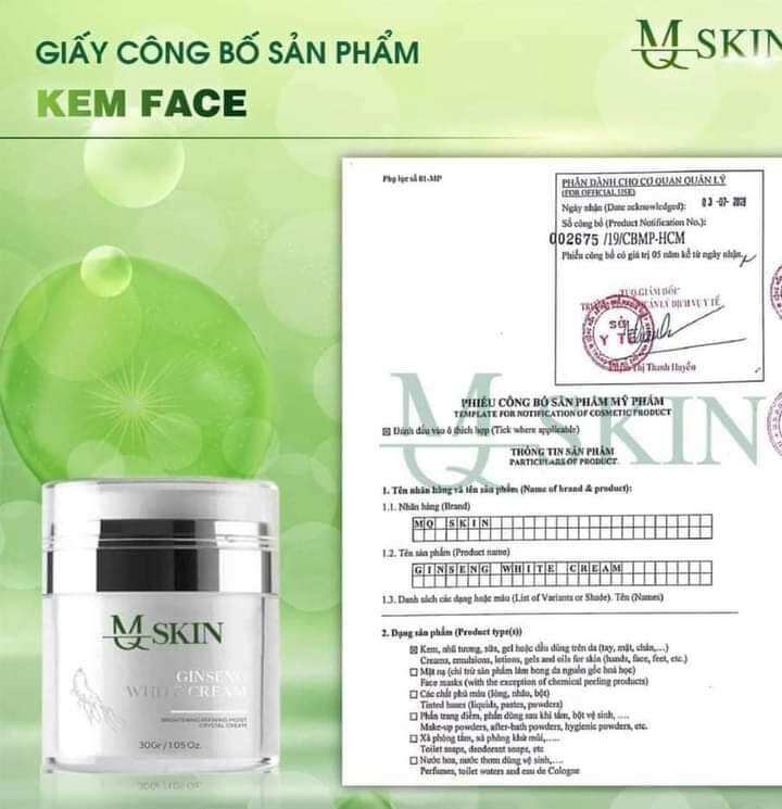 Kem Face nhân sâm MQSKIN Hàn Quốc -30g - HCM
