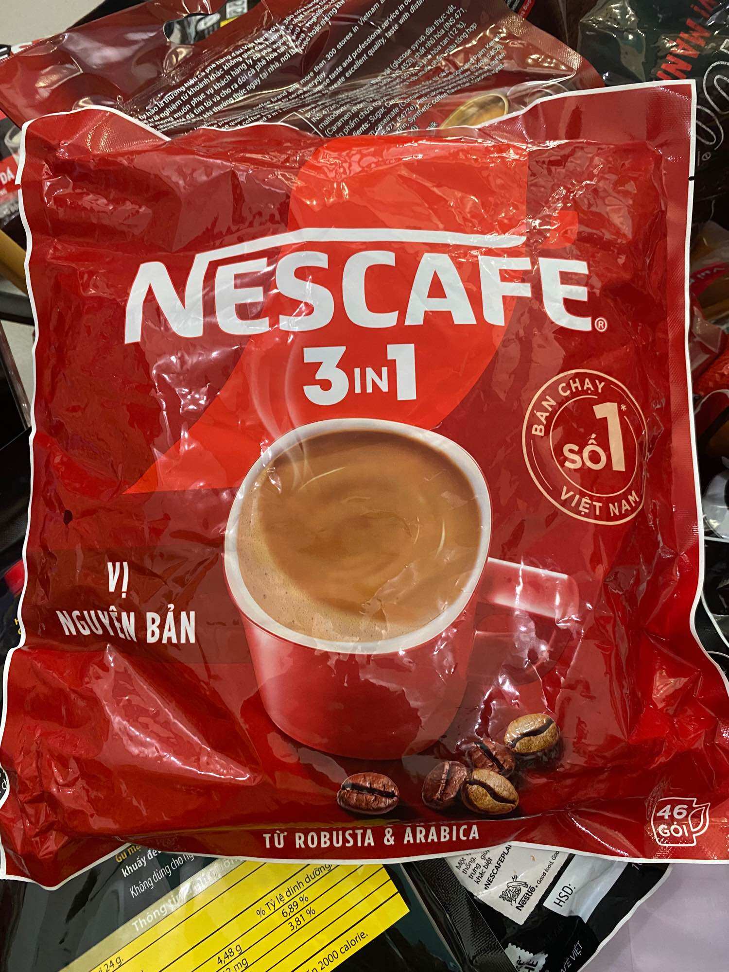 Cà phê hoà tan Nescafe 3in1 bịch 46 gói