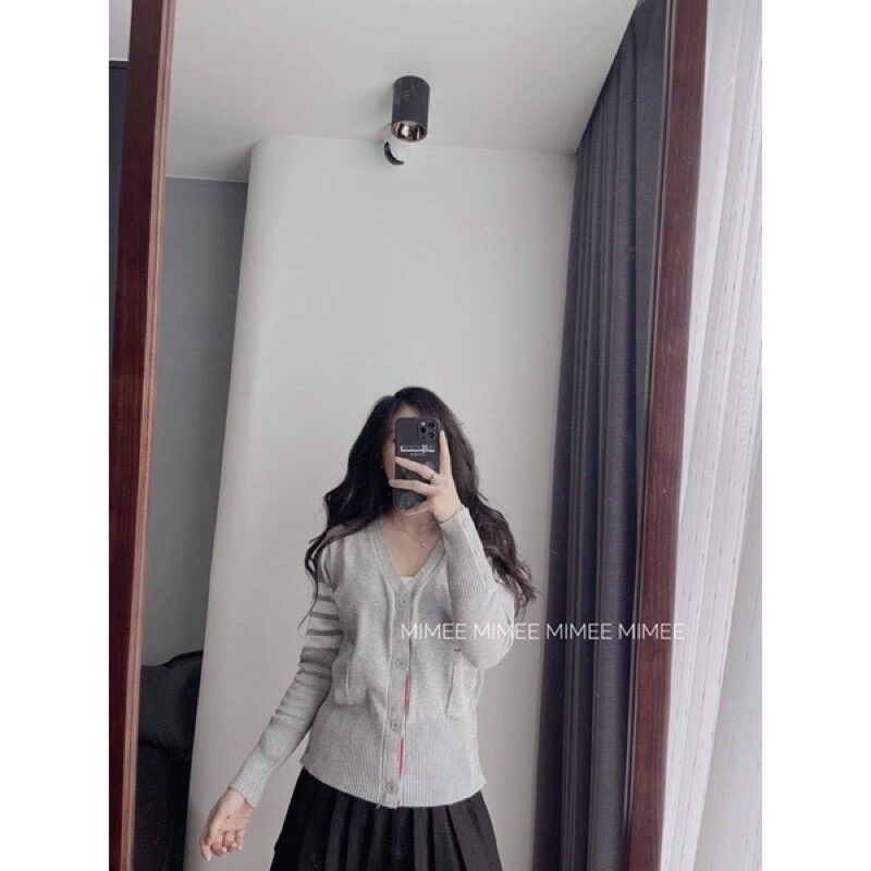 Áo Cardigan Thom Len Mỏng Hoạ Tiết Bốn Sọc